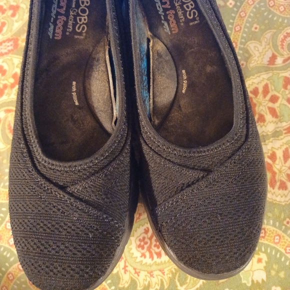Bobs by Skechers Memory Foam 8 38 black flats loafers shoes - Picture 2 of 6